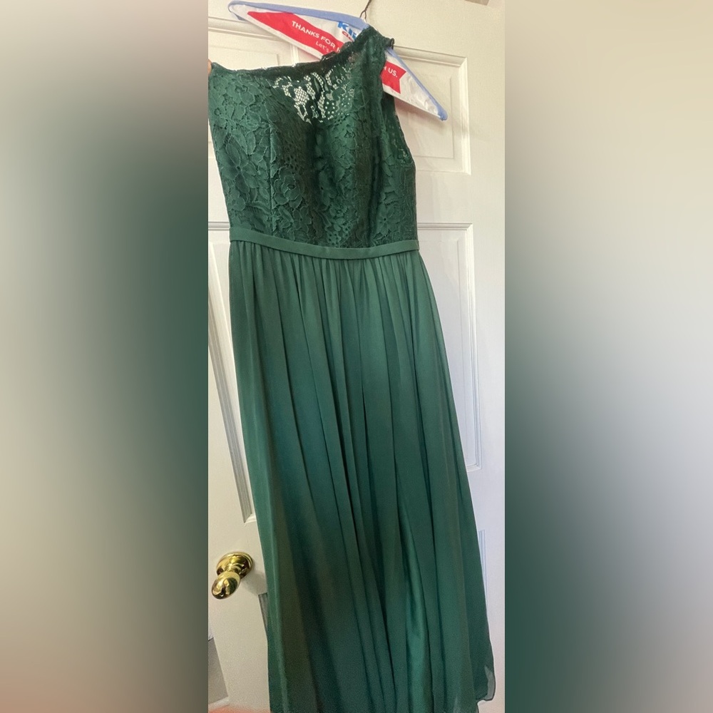 Azazie Emerald Lace Maxi Dress